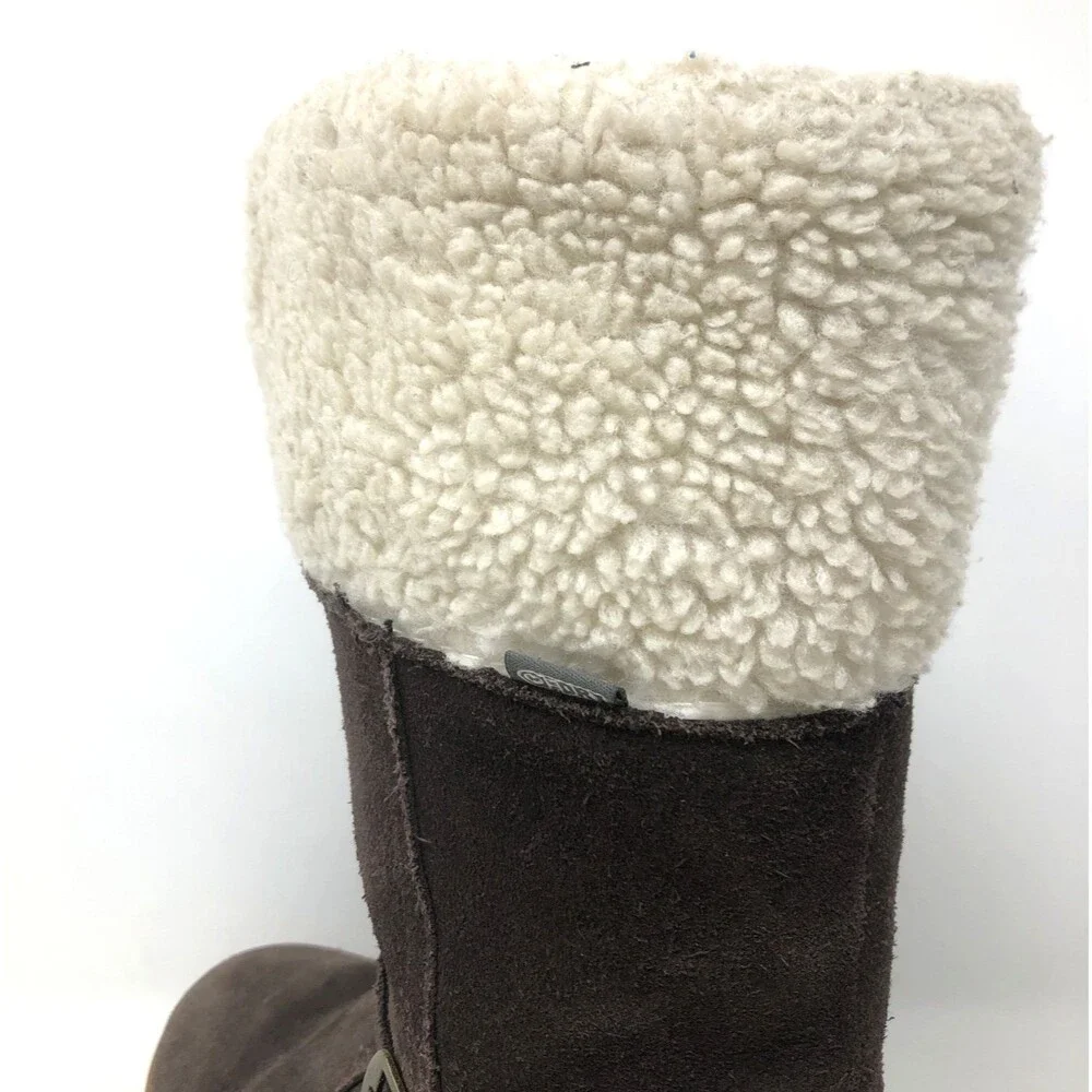 MERRELL Mimosa Harvest Suede Boots Kids Girls US 5 Brown Buckle Sherpa Winter